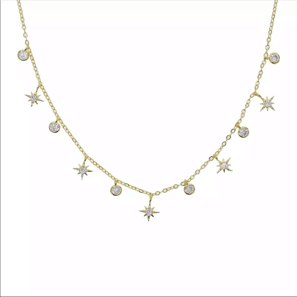 Gold Star Charm Choker Necklace